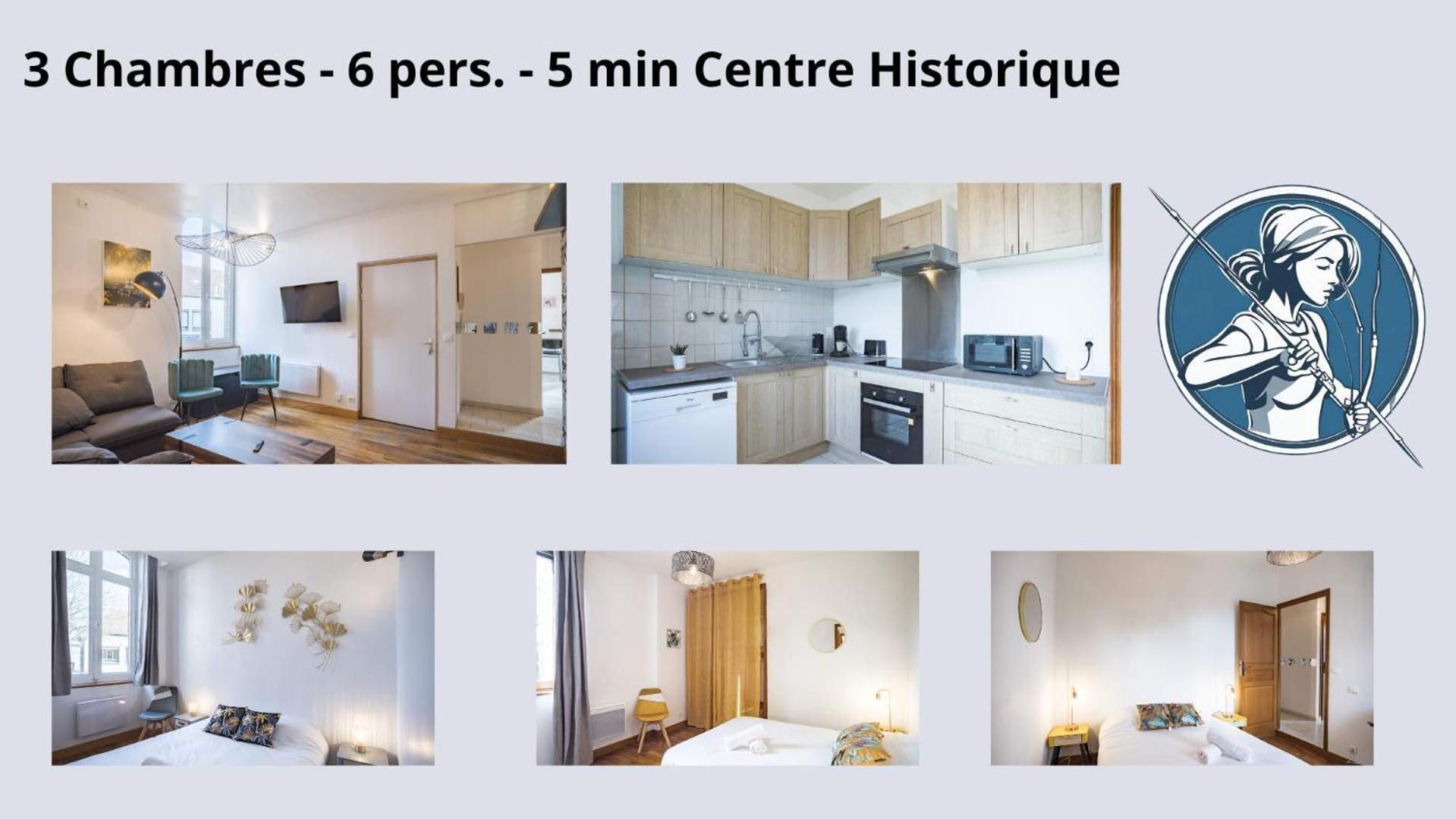 Le Logis De L'Arc - 5Min Hypercentre - Max 6 Personnes Apartment Troyes Luaran gambar